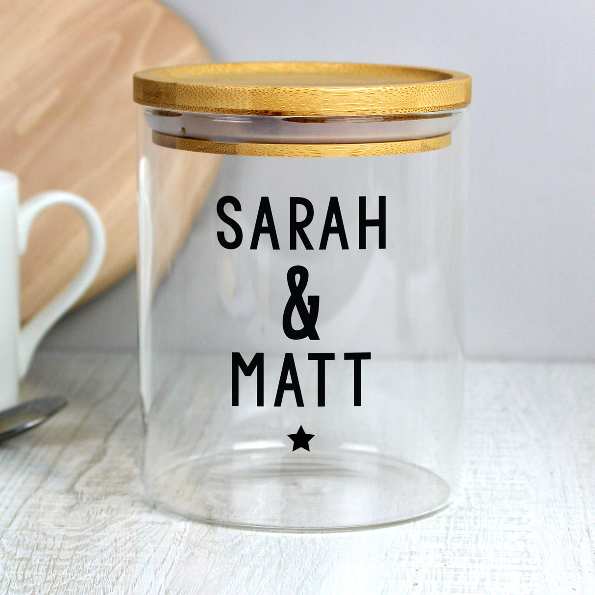 Personalised Glass Jar with Bamboo Lid: 7 - Storage By Gift Moments