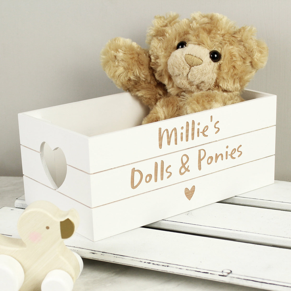 Personalised White Wooden Heart Crate: 1 - Storage By Gift Moments