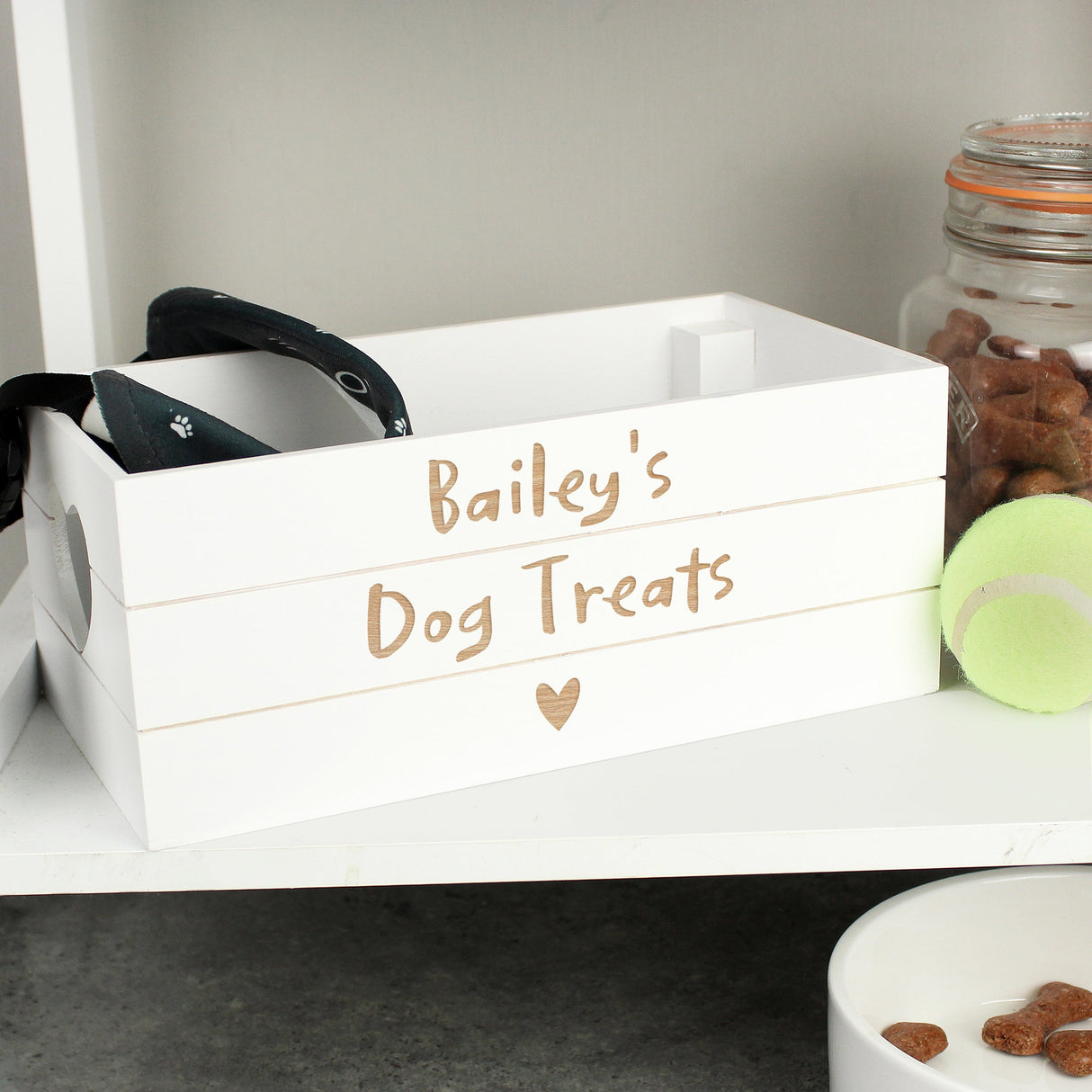 Personalised White Wooden Heart Crate: 2 - Storage By Gift Moments