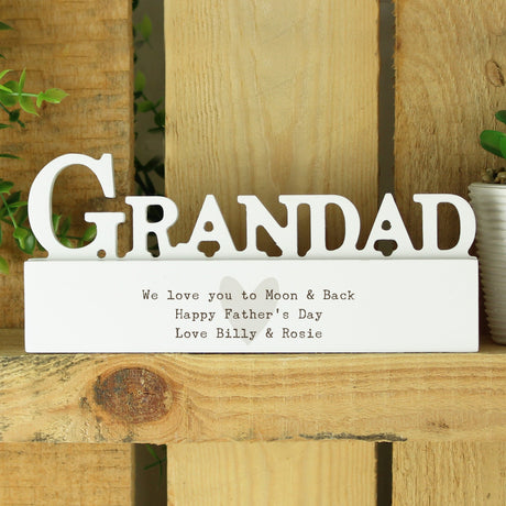 Personalised Heart Wooden Grandad Ornament: 3 - Ornaments By Gift Moments