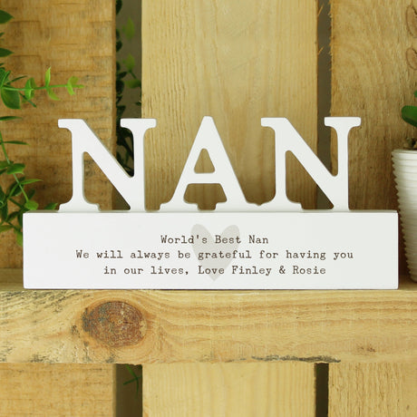 Personalised Heart Wooden Nan Ornament: 2 - Ornaments By Gift Moments