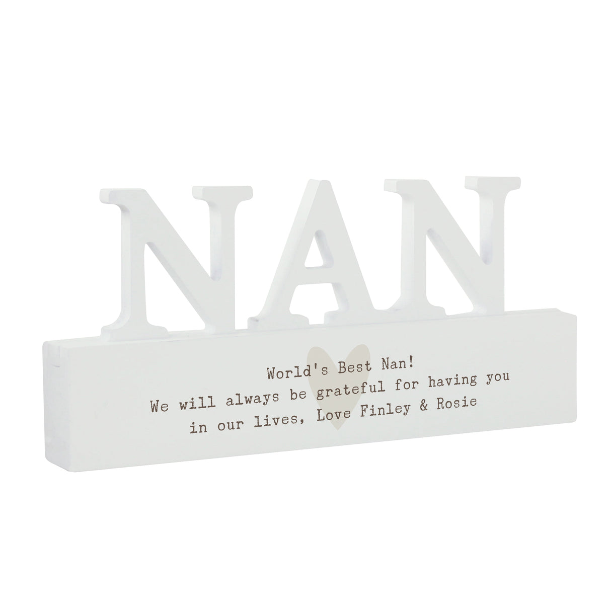 Personalised Heart Wooden Nan Ornament: 5 - Ornaments By Gift Moments