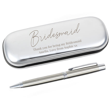 Personalised Chrome Pen and Box Set: 3 - Pens & Pencils By Gift Moments