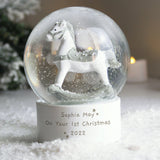 Personalised Free Text Rocking Horse Glitter Snow Globe: 1 - Snow Globes By Gift Moments