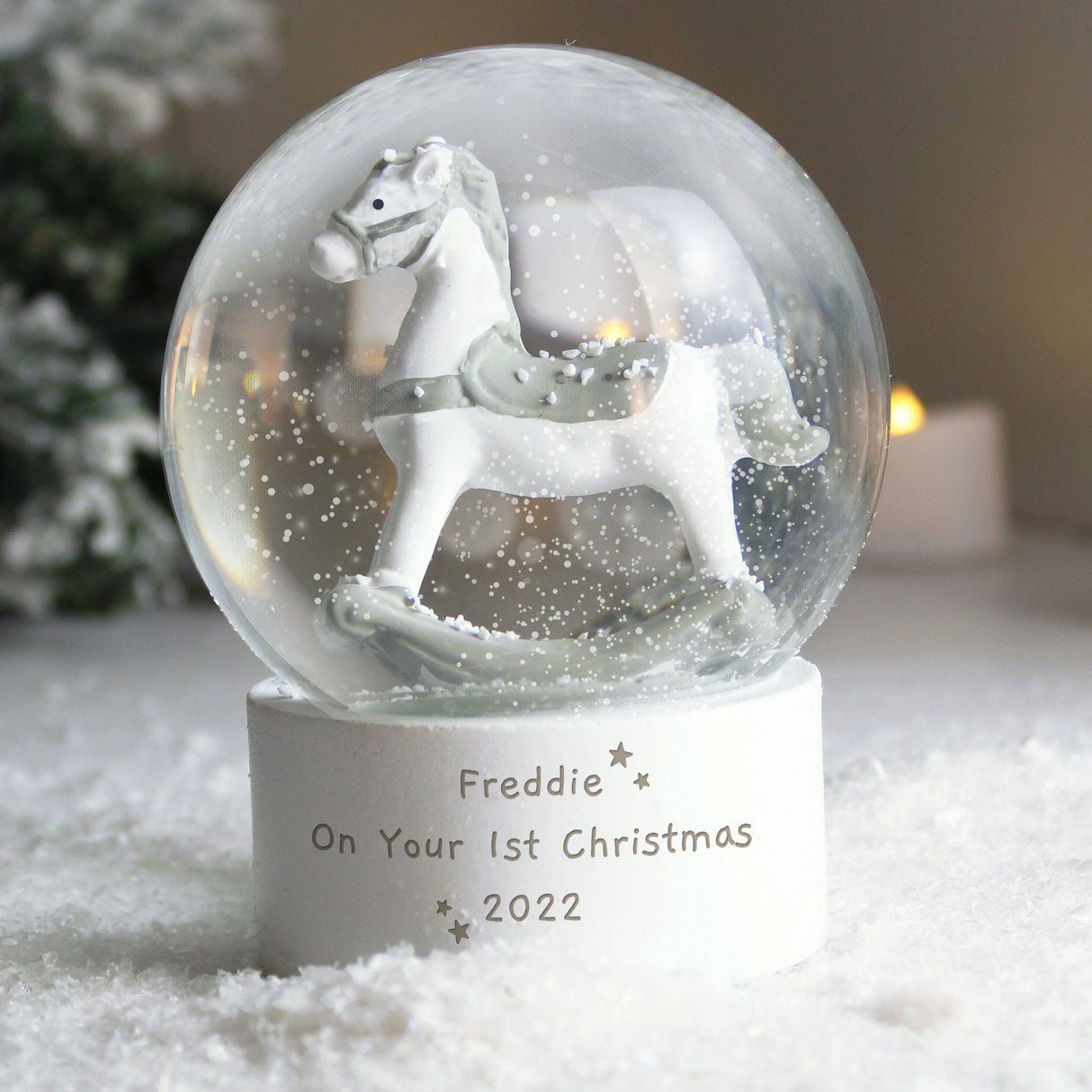 Personalised Free Text Rocking Horse Glitter Snow Globe: 2 - Snow Globes By Gift Moments