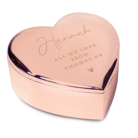 Personalised Rose Gold Heart Trinket Box: 5 - Trinket Boxes By Gift Moments