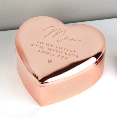 Personalised Rose Gold Heart Trinket Box: 3 - Trinket Boxes By Gift Moments