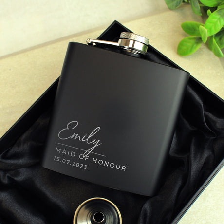 Personalised Black Stainless Steel Hip Flask: 1 - Hip Flasks By Gift Moments