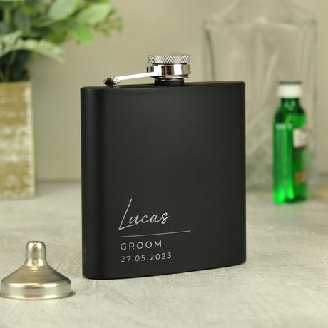 Personalised Black Stainless Steel Hip Flask: 6 - Hip Flasks By Gift Moments