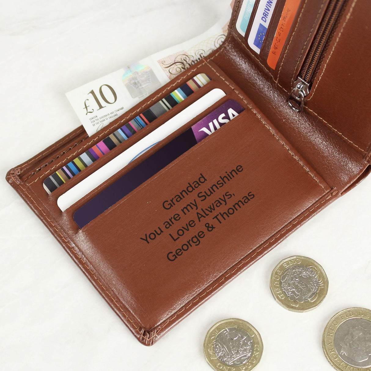 Personalised Tan Leather Wallet: 2 - Wallets & Money Clips By Gift Moments