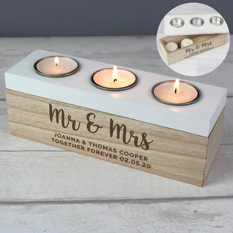 Personalised Triple Tea Light Keepsake Box: 1 - Candle Holders By Gift Moments