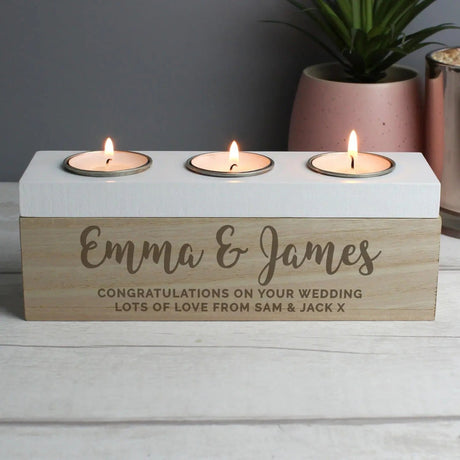 Personalised Triple Tea Light Keepsake Box: 2 - Candle Holders By Gift Moments