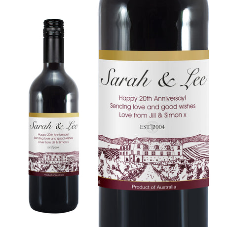 Personalised Vineyard Red Wine Gift: 5 - Wine By Gift Moments