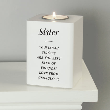 Personalised White Wooden Tea Light Holder: 3 - Candle Holders By Gift Moments