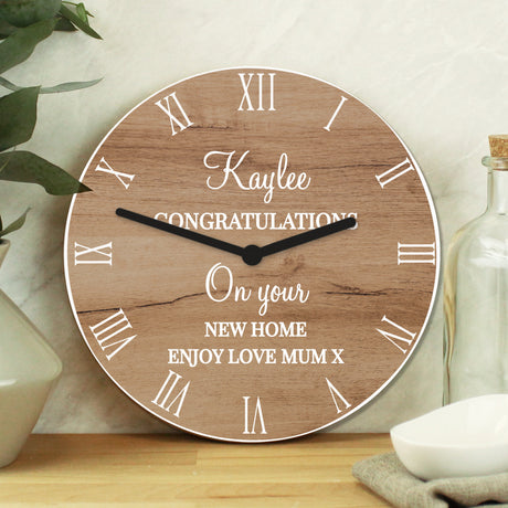 Personalised Wood Effect Silent Clock: 1 - Clocks By Gift Moments