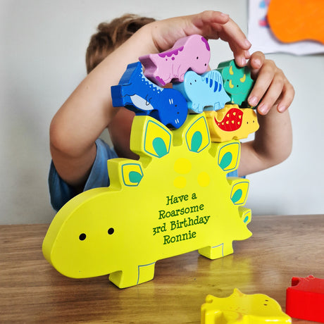 Personalised Wooden Dinosaur Stacker Toy: 6 - Toys By Gift Moments