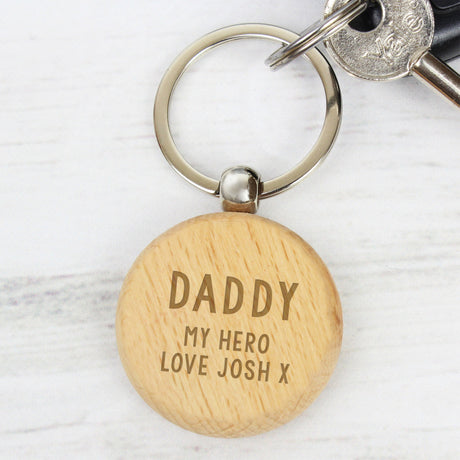 Personalised Round Beech Wood Keyring: 2 - Keyrings By Gift Moments