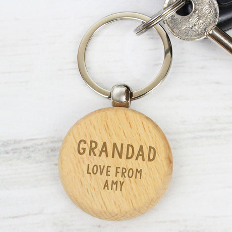 Personalised Round Beech Wood Keyring: 5 - Keyrings By Gift Moments