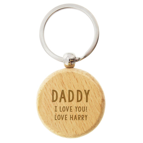 Personalised Round Beech Wood Keyring: 4 - Keyrings By Gift Moments