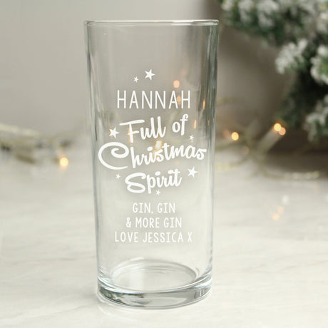 Personalised Christmas Spirit Hi Ball Glass: 1 - Highball Glasses By Gift Moments