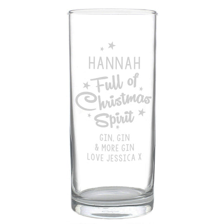 Personalised Christmas Spirit Hi Ball Glass: 3 - Highball Glasses By Gift Moments