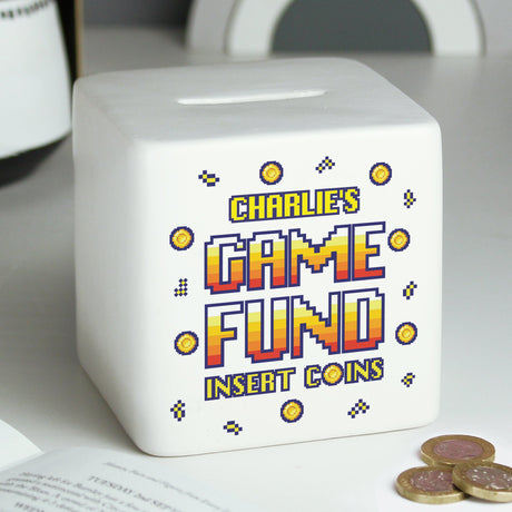 Personalised Gaming Fund Ceramic Money Box: 2 - Money Boxes By Gift Moments