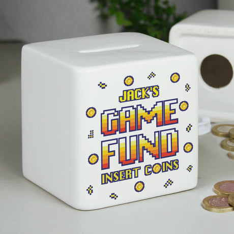 Personalised Gaming Fund Ceramic Money Box: 1 - Money Boxes By Gift Moments