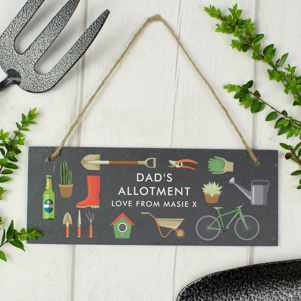 Personalised Hanging Slate Garden Plaque: 4 - Signs & Plaques By Gift Moments