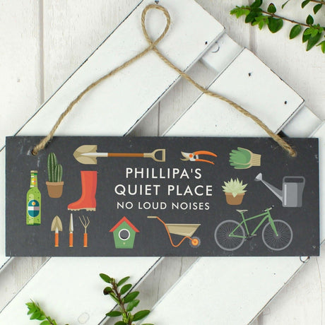 Personalised Hanging Slate Garden Plaque: 1 - Signs & Plaques By Gift Moments