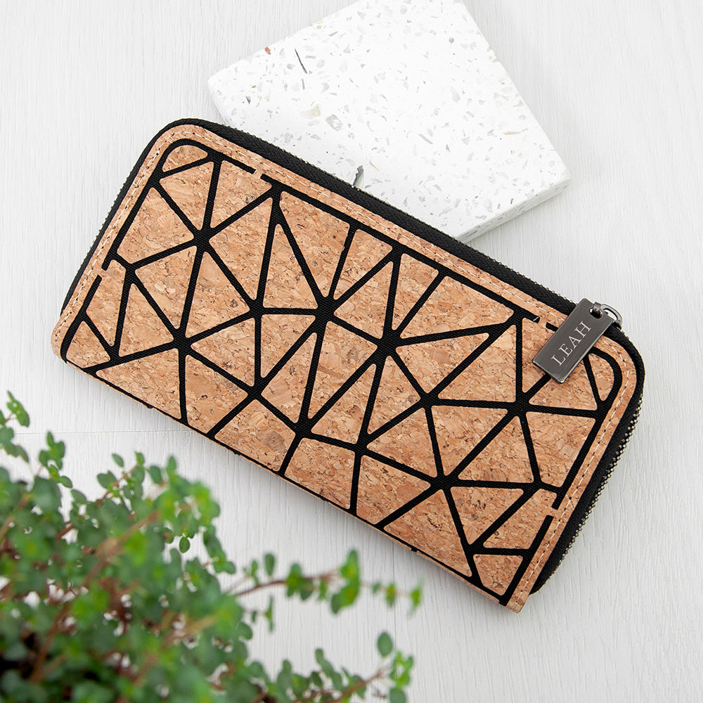 Personalised Cork Geometric Zip Wallet: 3 - Bags & Purses By Gift Moments