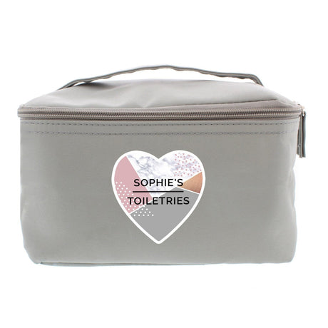 Personalised Geometric Grey Travel Toiletry Bag: 4 - Toiletry & Makeup Bags By Gift Moments