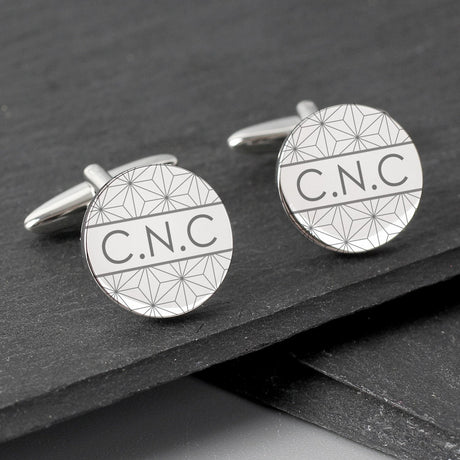 Personalised Geometric Round Cufflinks: 3 - Cufflinks & Tie Slides By Gift Moments