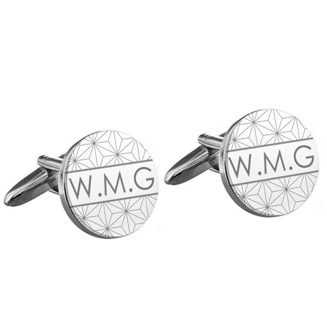 Personalised Geometric Round Cufflinks: 5 - Cufflinks & Tie Slides By Gift Moments