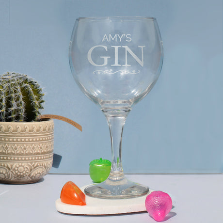 Personalised Gin Balloon Glass Gift: 4 - Cocktail Glasses By Gift Moments