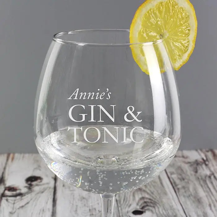 Personalised Gin & Tonic Balloon Glass: 2 - Cocktail Glasses By Gift Moments