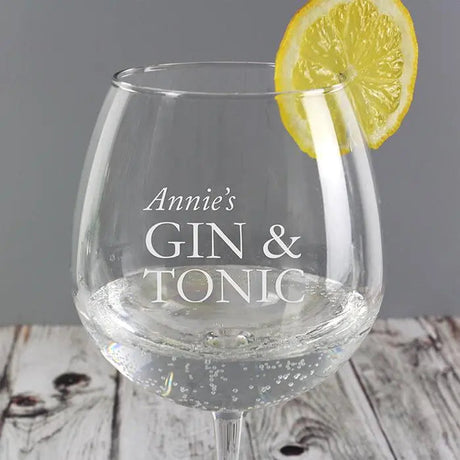 Personalised Gin & Tonic Balloon Glass: 2 - Cocktail Glasses By Gift Moments