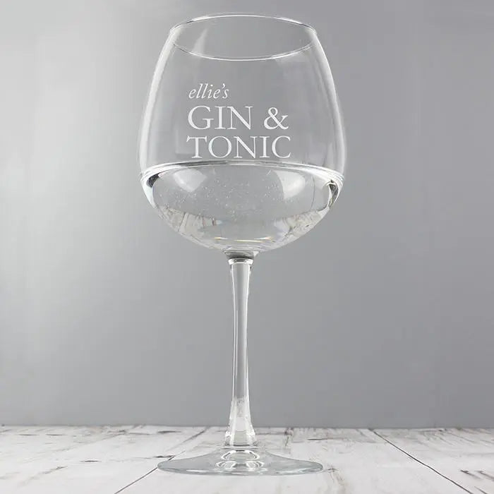 Personalised Gin & Tonic Balloon Glass: 5 - Cocktail Glasses By Gift Moments