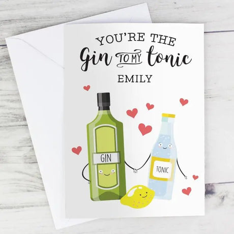 Personalised Gin to My Tonic Card: 2 - Greeting Cards By Gift Moments