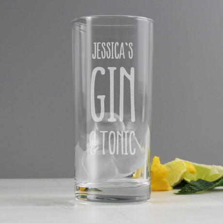 Personalised Gin & Tonic Hi Ball Glass: 4 - Highball Glasses By Gift Moments