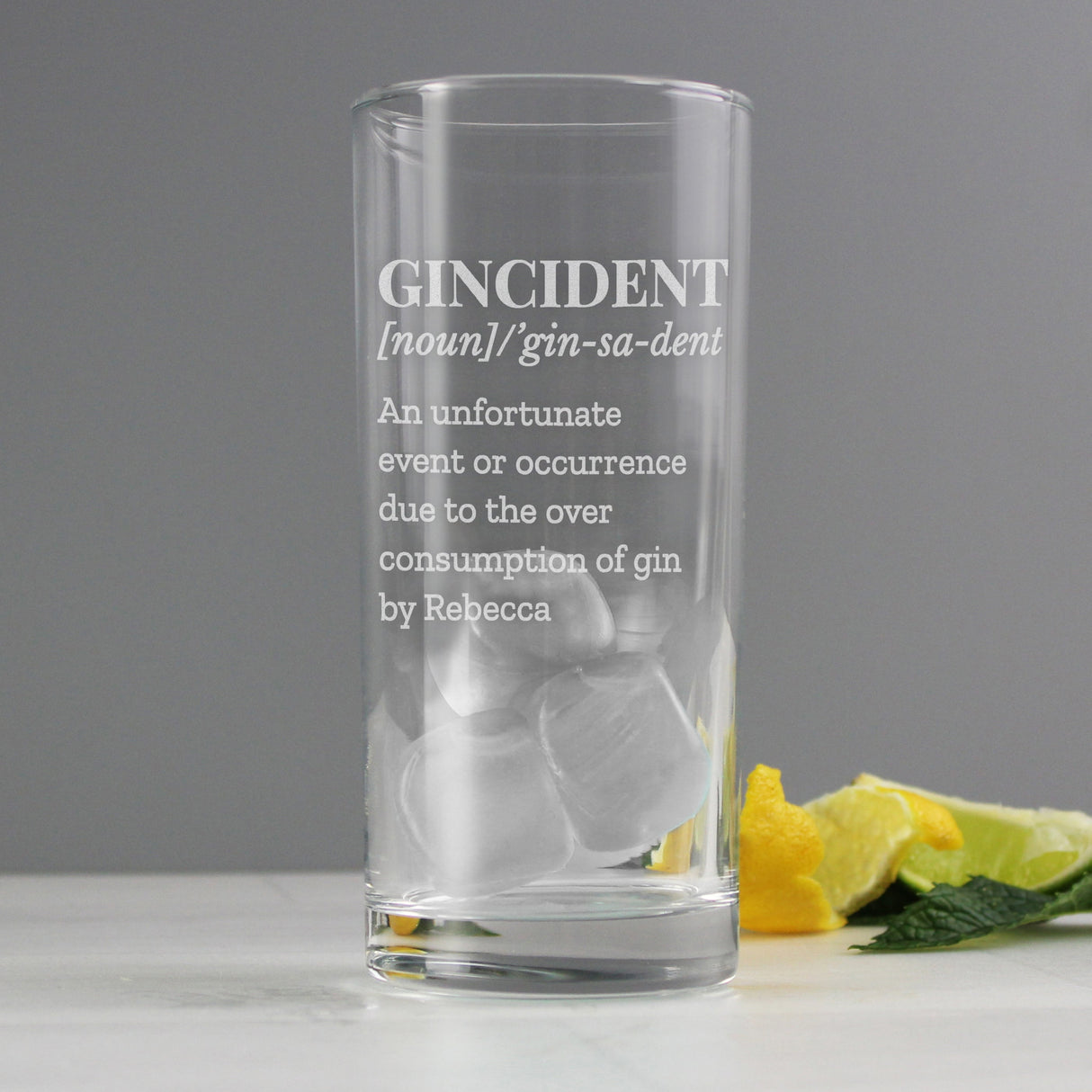 Personalised Gincident Hi Ball Glass Gift: 6 - Highball Glasses By Gift Moments