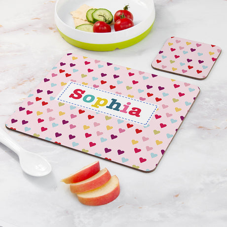 Personalised Girl’s Patterned Placemat & Coaster Set: 9 - Placemats By Gift Moments