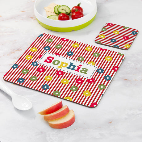 Personalised Girl’s Patterned Placemat & Coaster Set: 11 - Placemats By Gift Moments