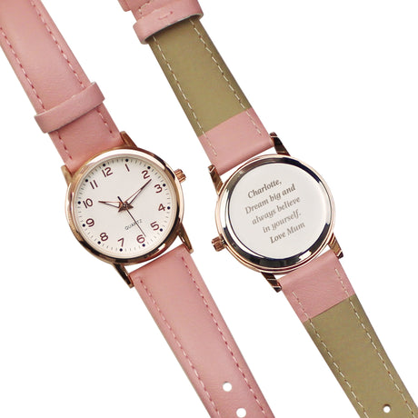 Personalised Girls Pink & Rose Gold Watch: 5 - Watches By Gift Moments