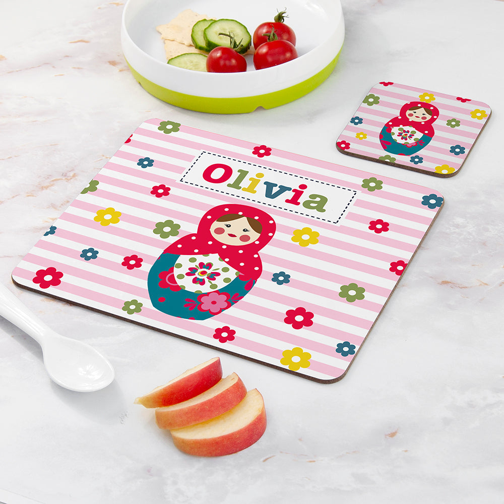 Personalised Girl’s Placemat & Coaster Set: 19 - Placemats By Gift Moments