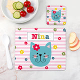 Personalised Girl’s Placemat & Coaster Set: 1 - Cat - Placemats By Gift Moments