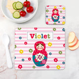 Personalised Girl’s Placemat & Coaster Set: 6 - Russian Doll - Placemats By Gift Moments