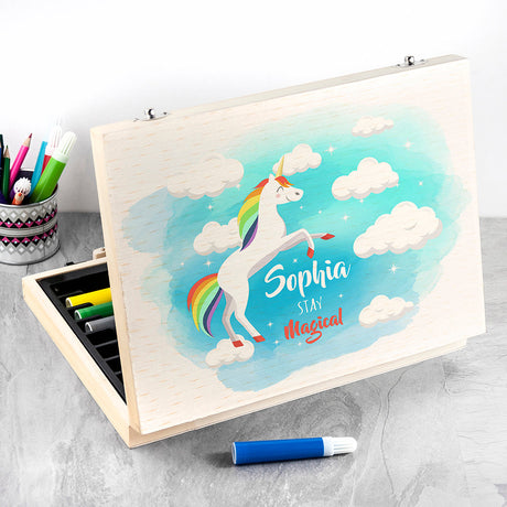 Personalised Unicorn Colouring Set for Girls: 3 - Pencil Cases & Sets By Gift Moments