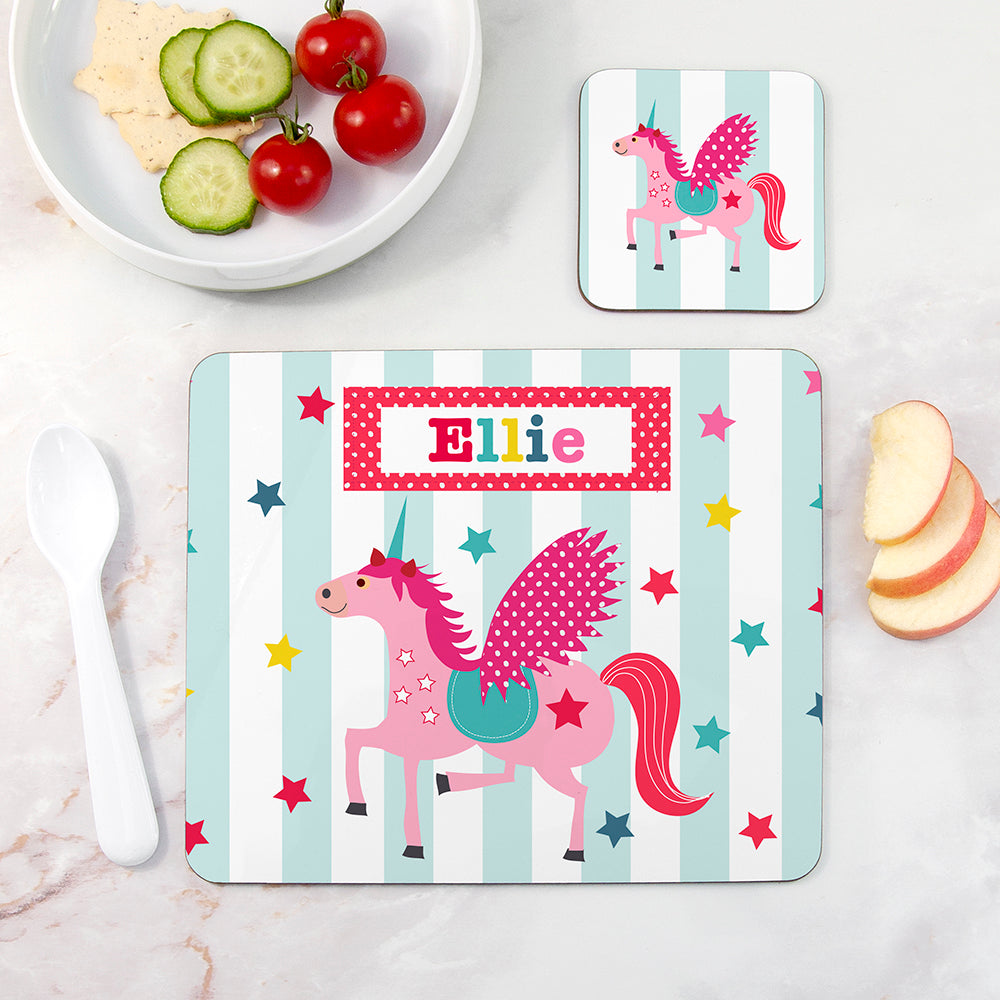 Personalised Unicorn Placemat & Coaster Set: 1 - Placemats By Gift Moments