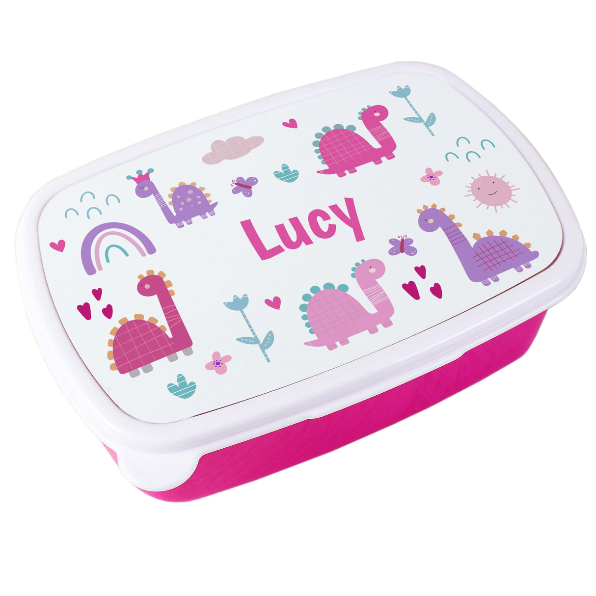 Personalised Pink Dinosaurs Lunch Box: 5 - Lunch Boxes & Bags By Gift Moments