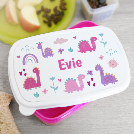 Personalised Pink Dinosaurs Lunch Box: 1 - Lunch Boxes & Bags By Gift Moments